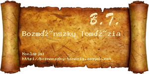 Bozmánszky Tomázia névjegykártya